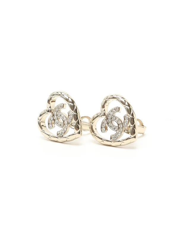 Chanel Coco Mark Heart Rhinestone Clip-on Earrings from A Retro Tale, photo 2 of 3