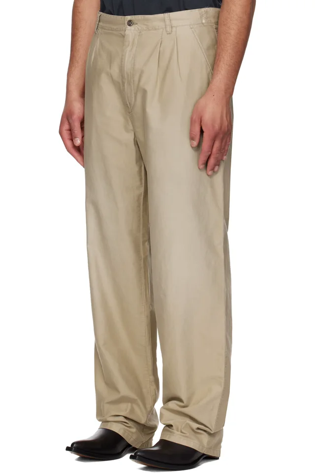 Maison Margiela Beige Unbrushed Moleskin Trousers, photo 4 of 5 from SSENSE