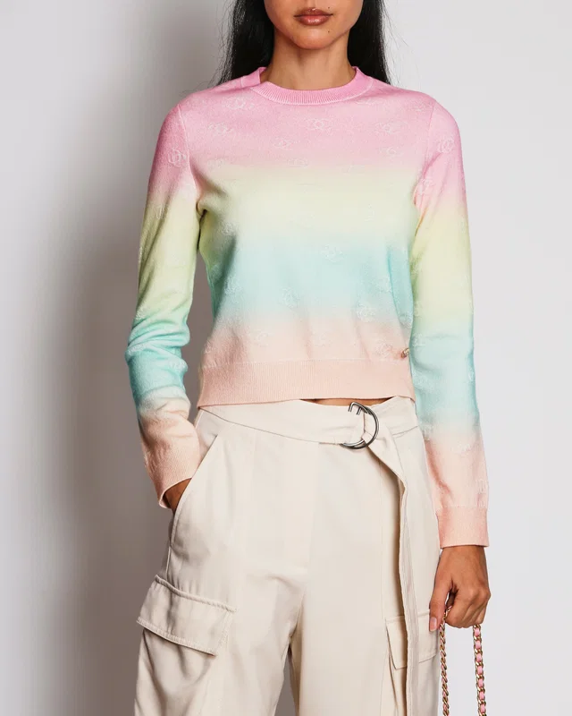 Chanel Cruise 2024 Multi-Colour Gradient Cashmere Sweater with CC Logo Embroideries and Glitter CC… in Cashmere from Sellier
