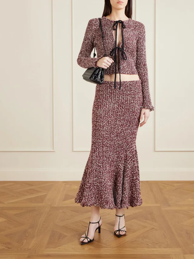 PROENZA SCHOULER Colette tie-front cotton-blend bouclé cardigan in Red, photo 2 of 2 from NET-A-PORTER (Canada)