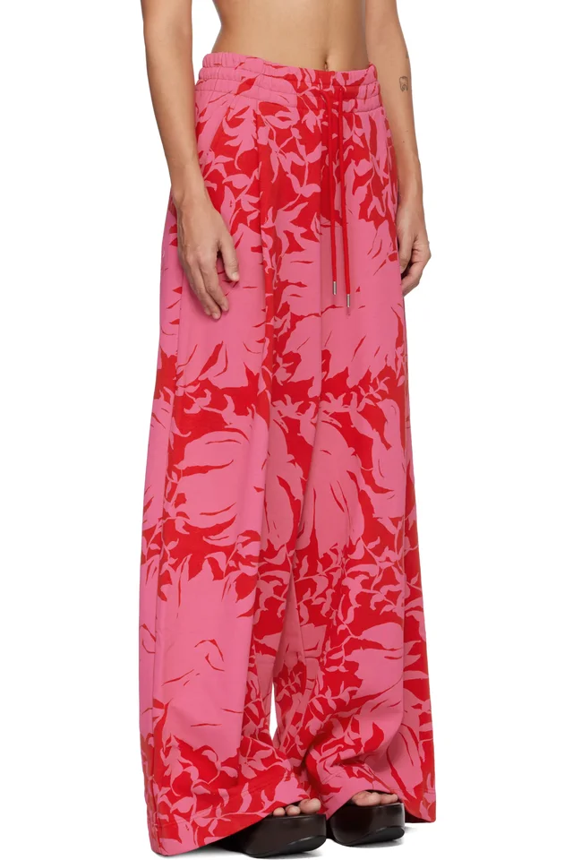 Dries Van Noten Red & Pink Loose Sweatpants, photo 2 of 4 from SSENSE
