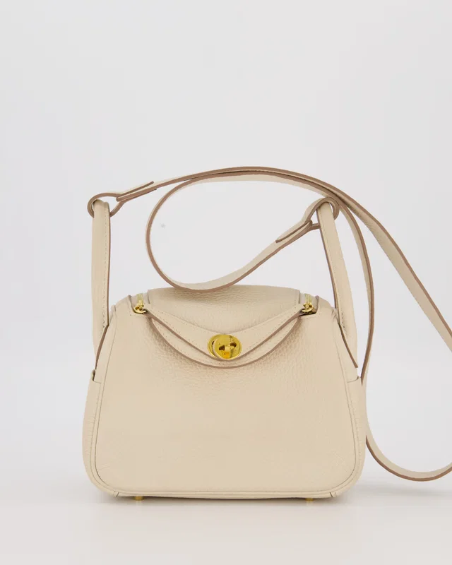Hermès Mini Lindy II Bag in White Clemence leather from Sellier