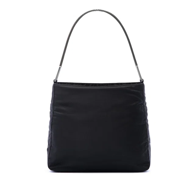 Black Prada Tessuto Metal Handle Bag in Black Nylon from Designer Revival