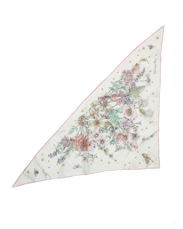 Dior Triangle Floral Silk Scarf in Silk from A Retro Tale