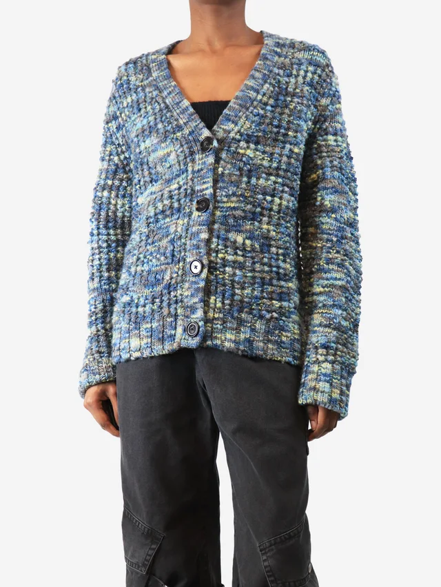 Acne Studios Blue Keatrice speckled-knit wool cardigan - size XS in Blue Wool from Sign of the Times