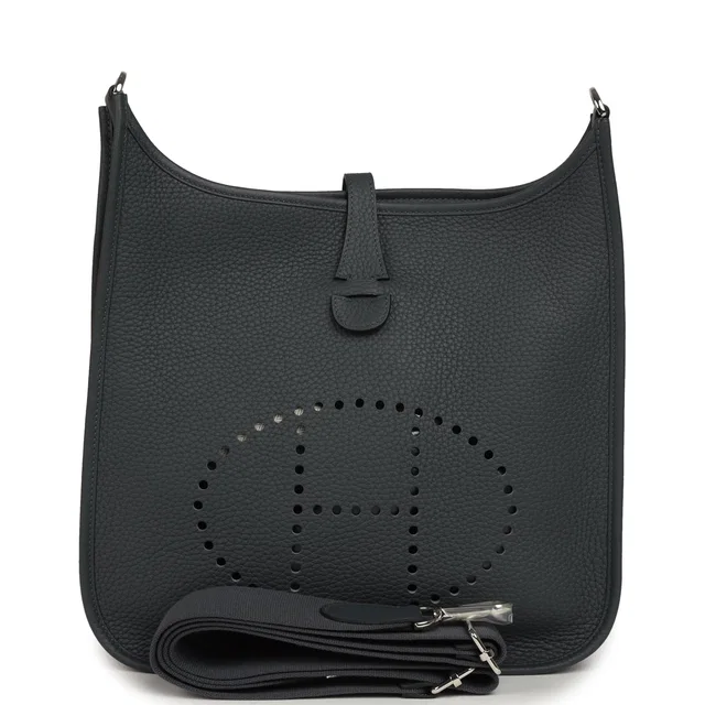 Hermès Evelyne PM Gris Misty Clemence Palladium Hardware in Grey Clemence leather from Madison Avenue Couture