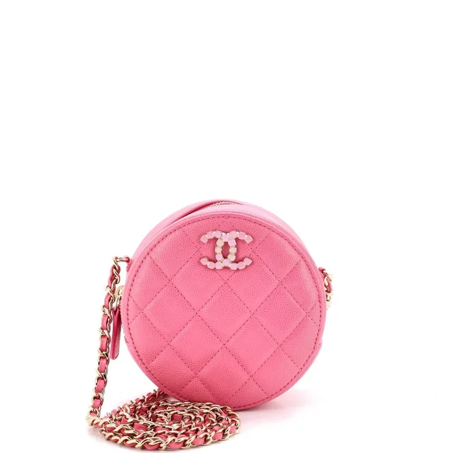 Chanel Round Clutch with Chain Quilted Caviar with Lacquered Metal in pink Caviar leather from Rebag, photo 1 of 1