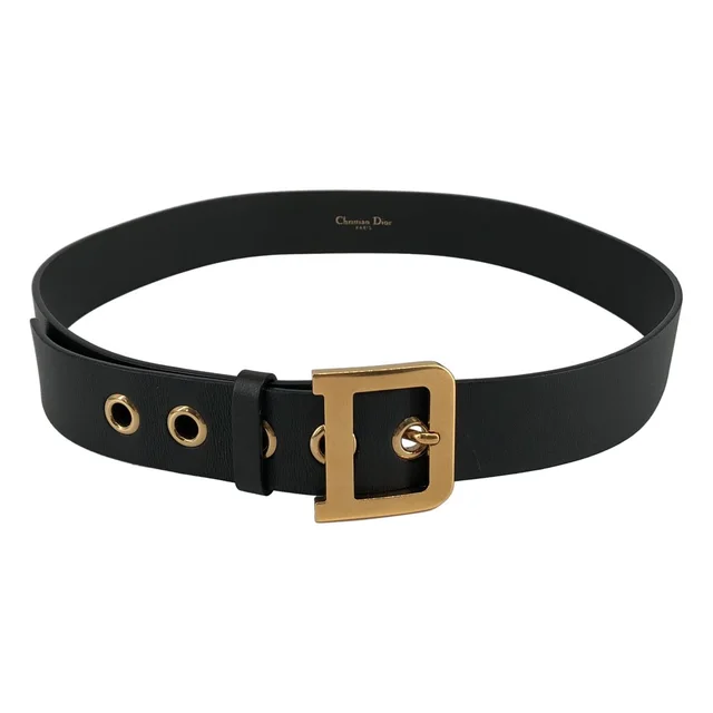 Dior D Buckle Belt 85 Black in Black from The Reluxe