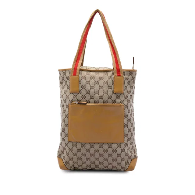 Beige Gucci GG Canvas Web Tote in Beige Canvas from Designer Revival