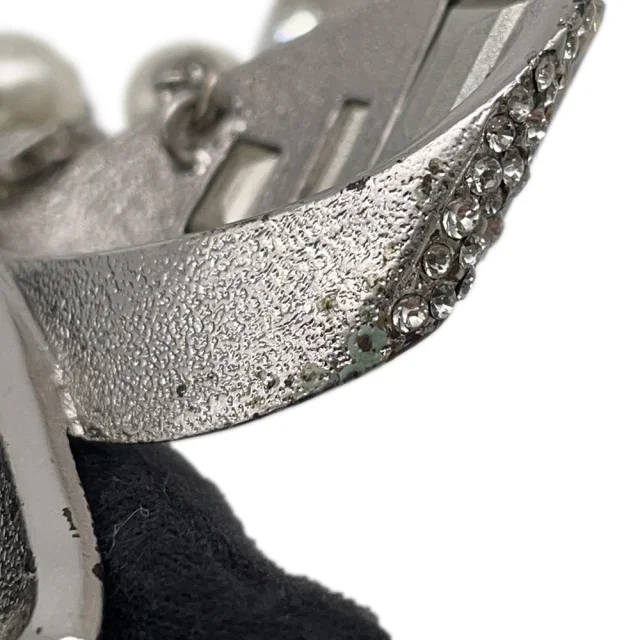 Chanel CC Logo Ribbon Motif Necklace Metal Rhinestone Faux Pearl from GALLERY RARE, photo 11 of 17