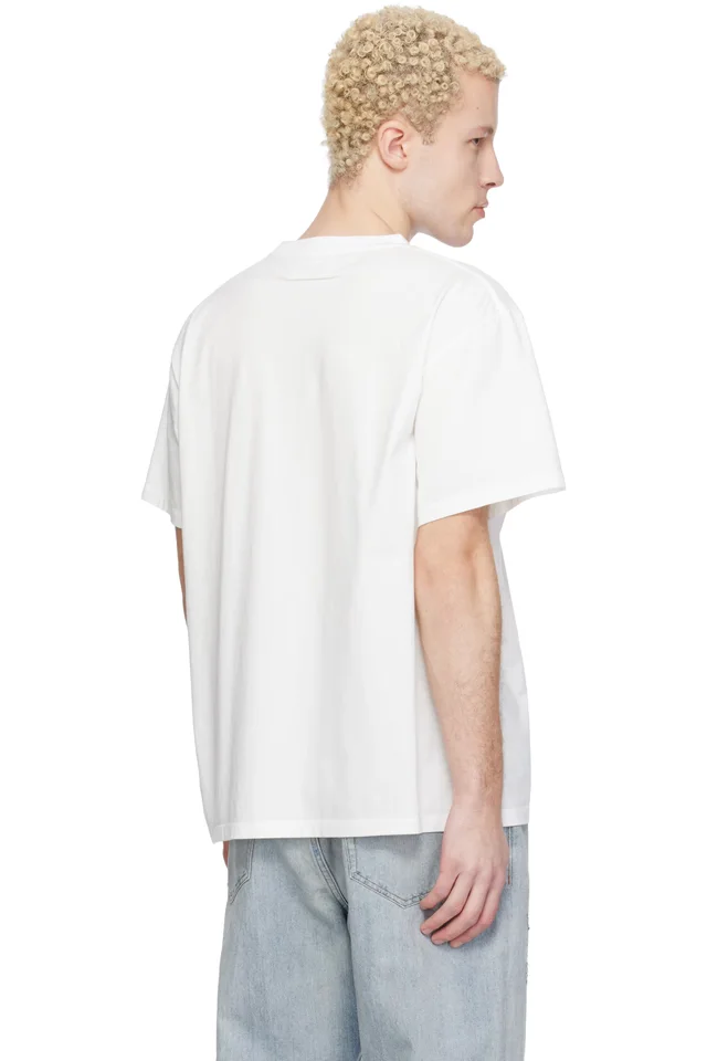 MM6 Maison Margiela White Spray Print T-shirt, photo 3 of 4 from SSENSE