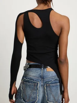 Dion Lee T-shirt with asymmetric neckline in 94% Cotton, 6% Elastane, photo 3 of 5 from LUISAVIAROMA