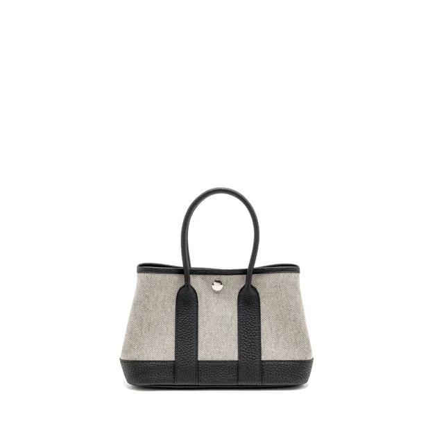Hermès Neo Garden Party 23 Canvas / Negonda Ecru / Noir SHW Stamp G in Black Canvas from EMIER
