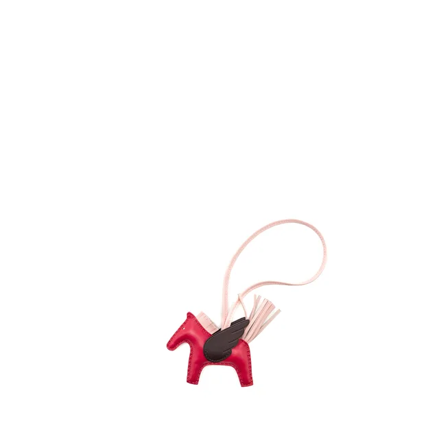 Hermès Rodeo Pegase PM Bag Charm Framboise/Rose Sakura/Rouge Sellier Stamp Z in Red Leather from EMIER