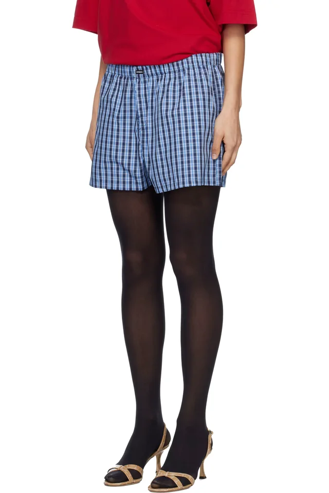 VETEMENTS Blue Push-Up Shirting Shorts, photo 4 of 5 from SSENSE