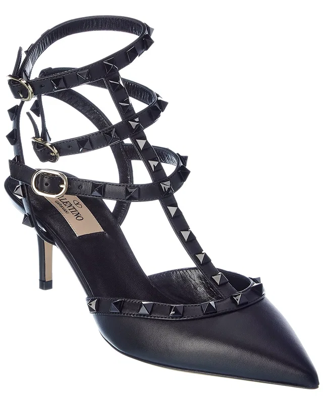 Valentino Rockstud Caged 65 Leather Ankle Strap Pump, image 1 of 1 from Gilt