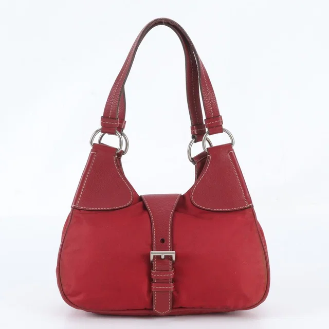 Prada Tessuto Nylon Triangle Logo Leather Shoulder Bag in Nylon from The Reluxe