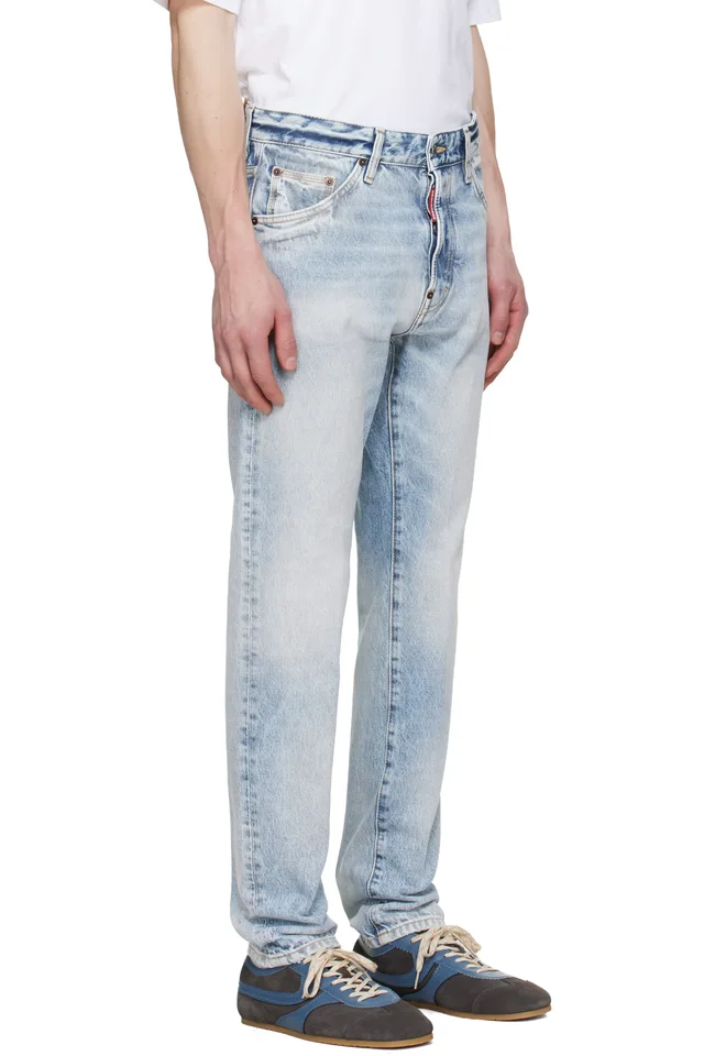 Dsquared2 Blue Light Diagonale Wash Teddy Jeans, photo 2 of 2 from SSENSE