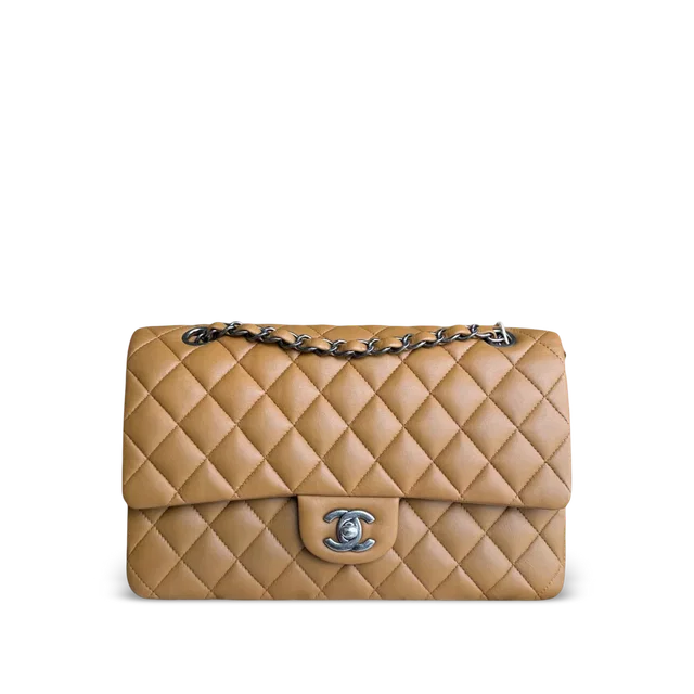 Chanel Classic Flap Medium - 25cm Quilted Lambskin Caramel Silver Hardware Series 19 in Lambskin from Luxury Promise