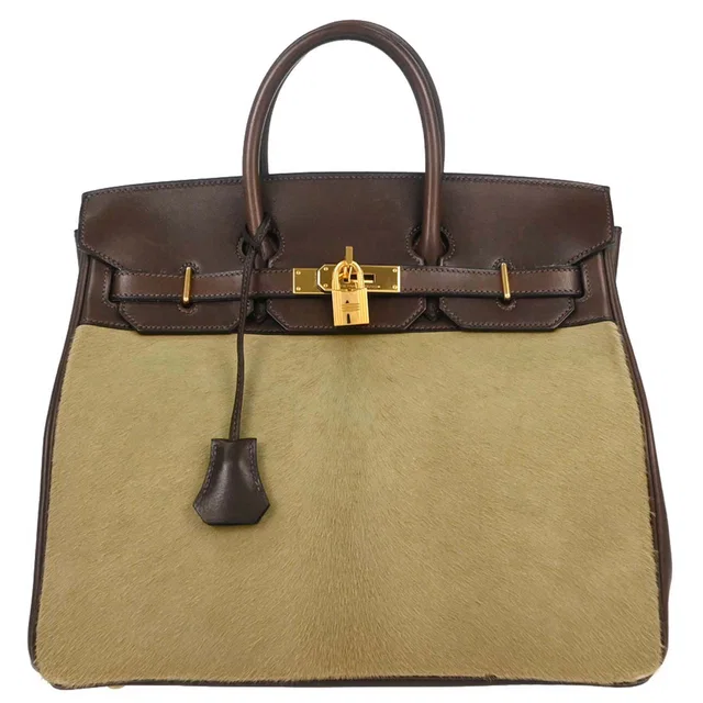 Hermès 2008 Ebene Evercalf Veau Troika HAC Haut a Courroies 32 Handbag in Brown Calfskin from AMORE Vintage Tokyo