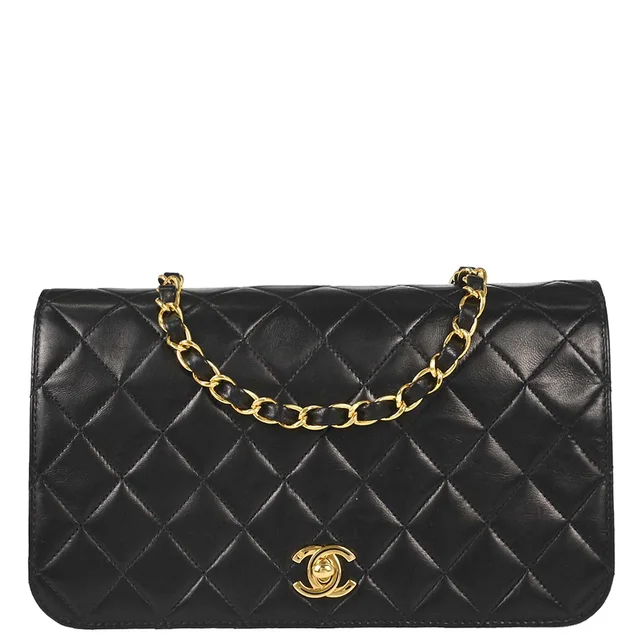 Chanel 2005-2006 Black Lambskin Turnlock Small Full Flap Shoulder Bag in Black Lambskin from AMORE Vintage Tokyo