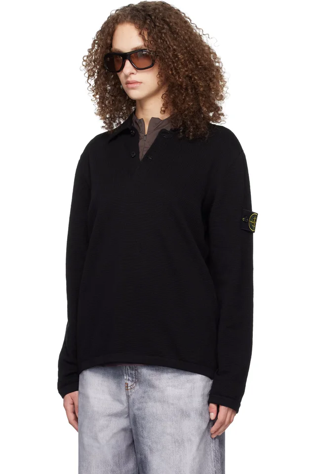 Stone Island Black 5100024 Micro Stitch Soft Organic Cotton Polo, photo 4 of 5 from SSENSE