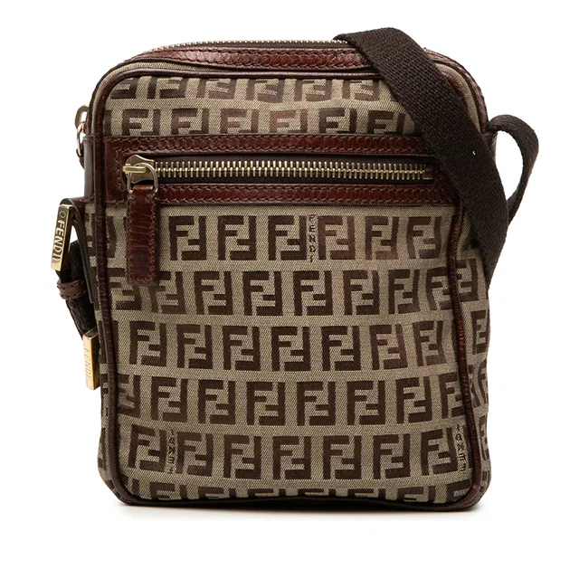 Beige Fendi Zucchino Canvas Crossbody in Beige Canvas from Designer Revival