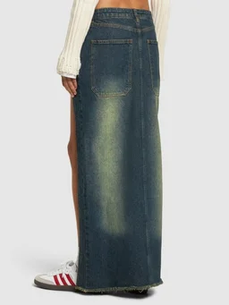 Cannari Concept Long skirt with side slit in 100% Recycled Cotton, photo 3 of 5 from LUISAVIAROMA
