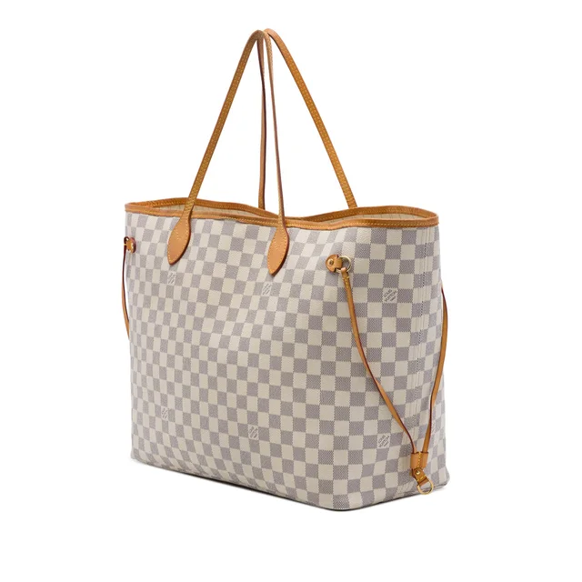 White Louis Vuitton Damier Azur Neverfull GM Tote Bag in White Canvas from Designer Revival, photo 2 of 2