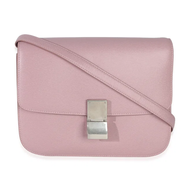 Celine Pink Textured Calfskin Small Box Bag Leather Handbag in Pink Calfskin from HEWI
