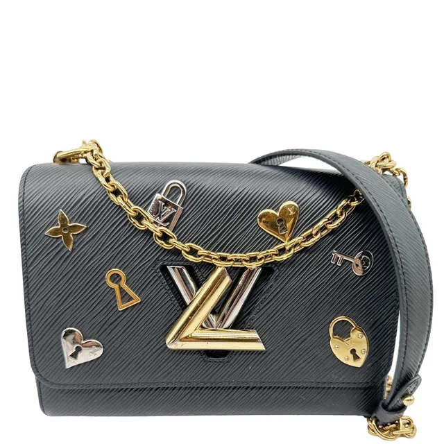 Louis Vuitton Twist MM Love Lock Epi Leather Crossbody Bag Black in Black Leather from Dallas Designer Handbags
