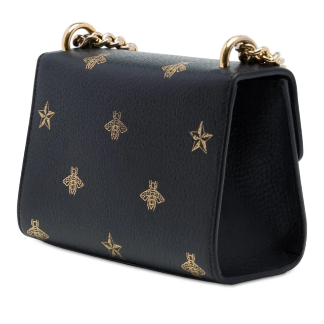 Black Gucci Small Calfskin Bee Star Padlock Crossbody in Black Calfskin from Designer Revival, photo 2 of 2