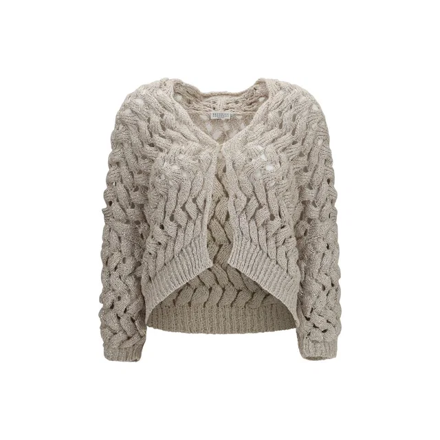 Brunello Cucinelli Beige Silk Cardigan in Beige Silk from HEWI