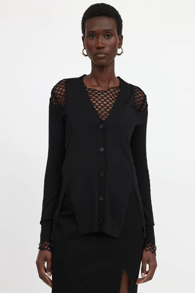Alexander McQueen Cutout Button Cardigan in Silk from VSP Consignment