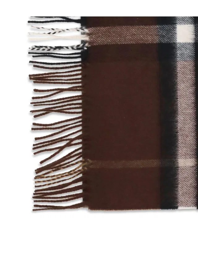 Burberry Cashmere Check Scarf — Brown (capra Hircus) Scarfs in Brown Cashmere from HEWI