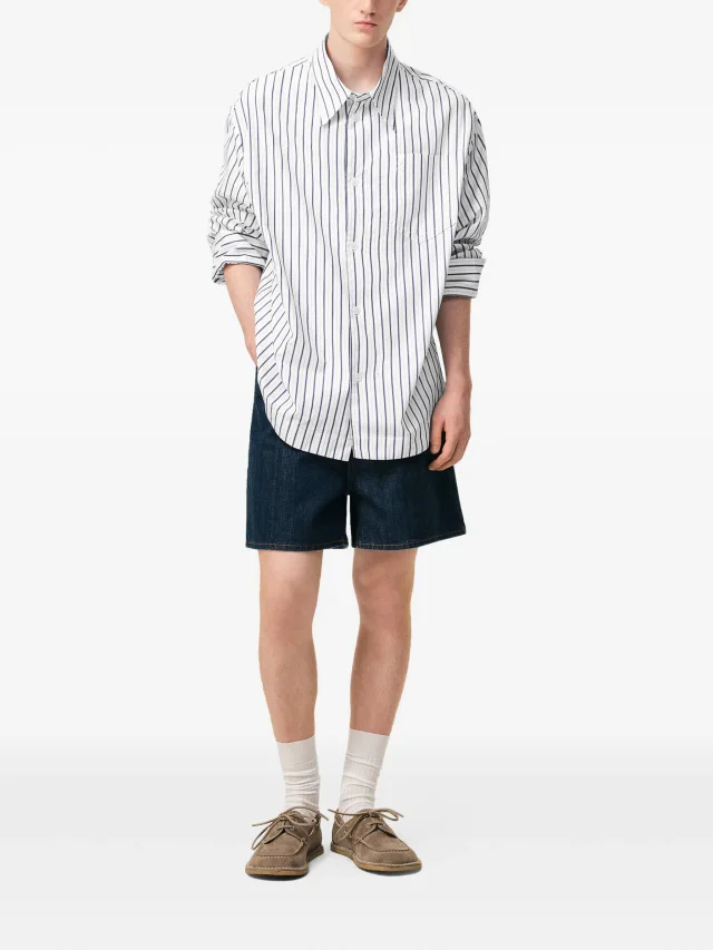 AMI Paris striped cotton Ami De Coeur wide shirt, photo 2 of 2 from FARFETCH