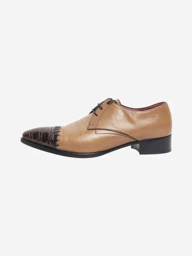 Prada Tan leather lace-up shoes - size EU 38 in Brown Leather from Sign of the Times