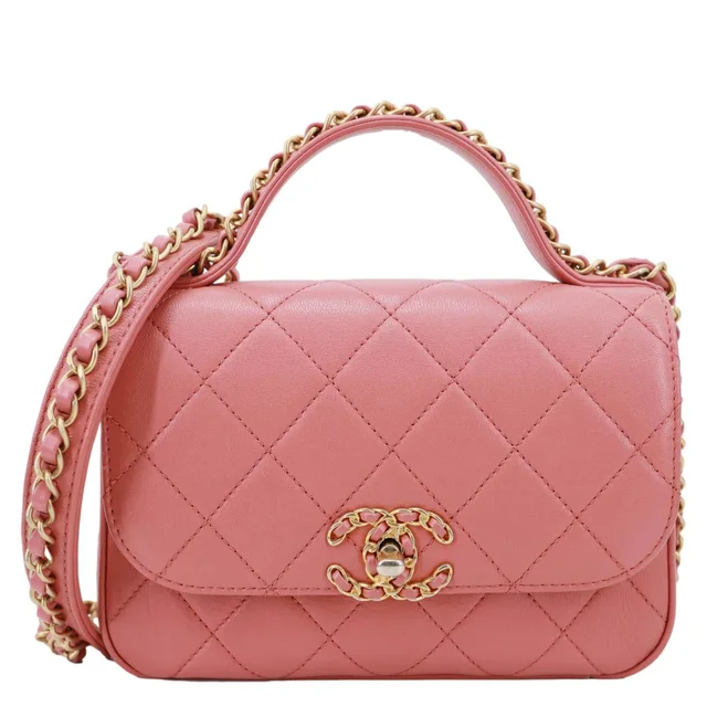 Chanel Infinity Chain Quilted Leather Crossbody Bag Pink in Pink Leather from Dallas Designer Handbags