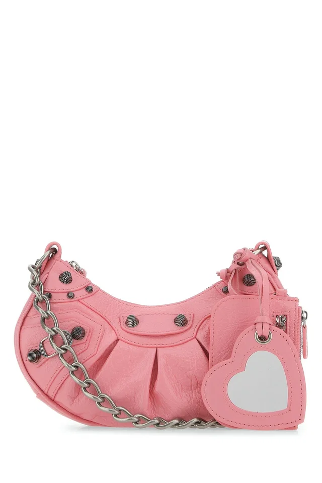 Balenciaga Studded Leather Shoulder Bag — Pink in Pink Leather from HEWI