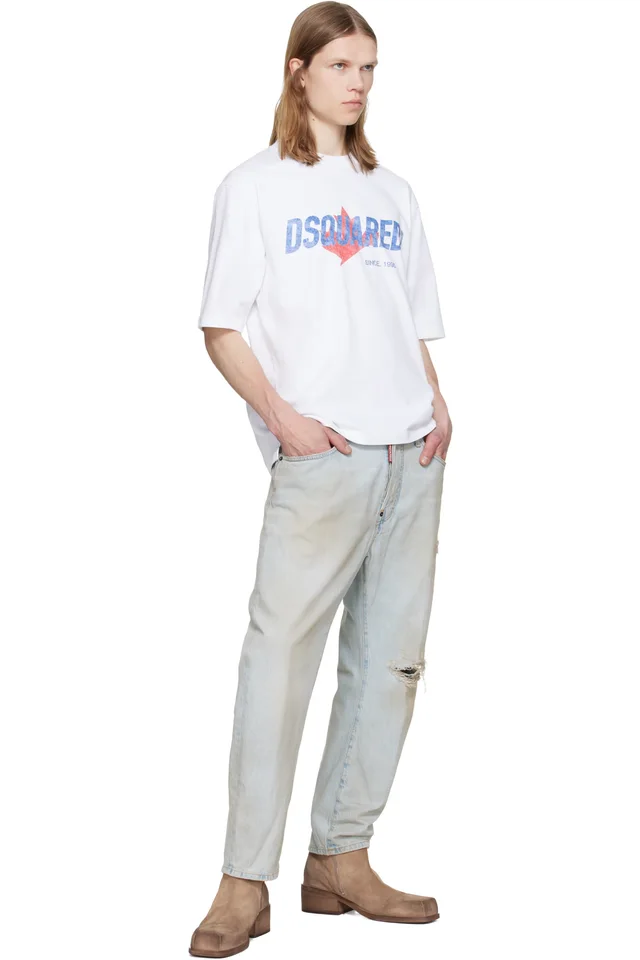 Dsquared2 White Rider Loose Fit T-shirt, photo 4 of 4 from SSENSE