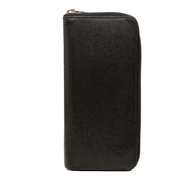 Black Louis Vuitton Taiga Zippy Vertical Long Wallet in Black Leather from Designer Revival