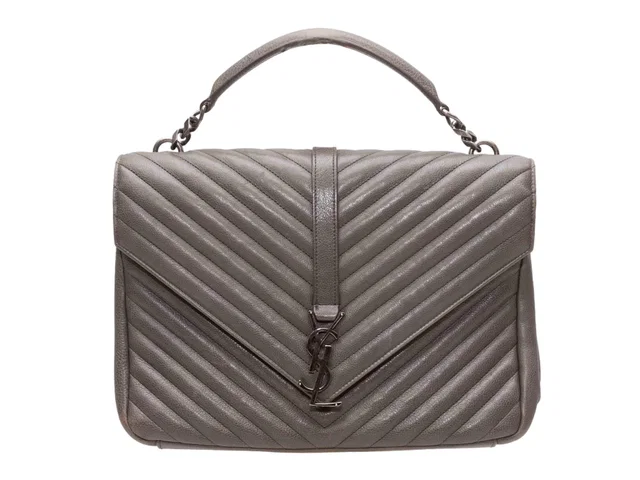 Grey Saint Laurent Lou Matelasse Handbag in Grey Leather from Designer Revival