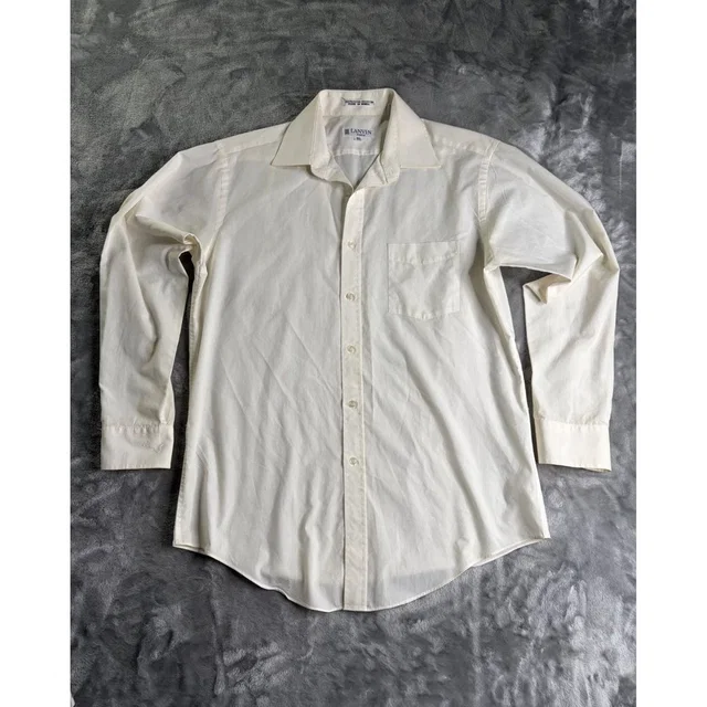 Lanvin Paris Vintage Men Size 15.5 32/33 Dress Shirt Cream Long Sleeve Button Up in White from Poshmark
