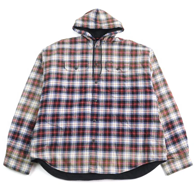 Balenciaga BLEACHED PLAID HOODED SHIRT Cotton Shirt from LuxUness