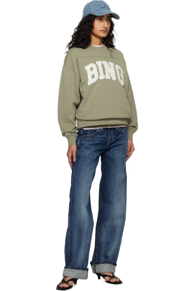 ANINE BING Khaki Trenton Bing Sweatshirt, photo 4 of 4 from SSENSE