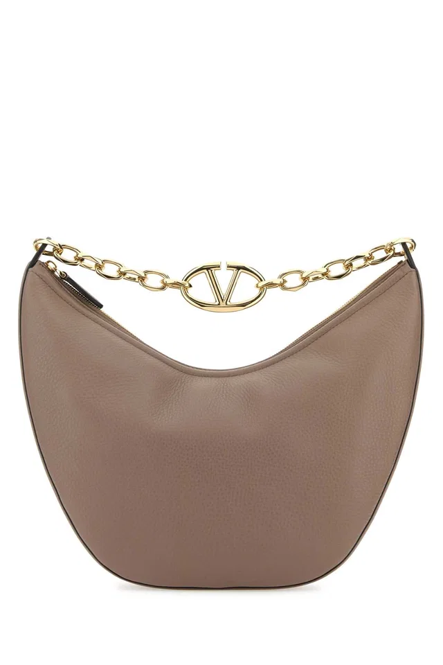 Valentino Garavani Moon Hobo Bag — Beige in Beige Caviar leather from HEWI