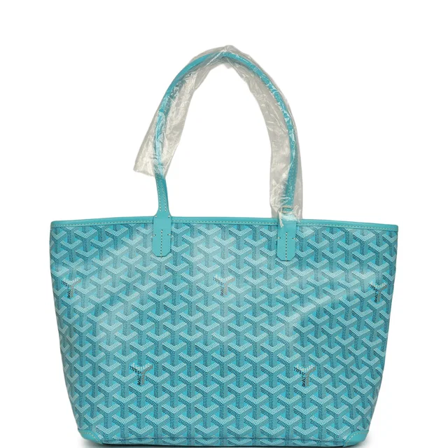 Goyard Goyardine Canvas Turquoise Artois PM Tote Palladium Hardware in Blue Canvas from Madison Avenue Couture