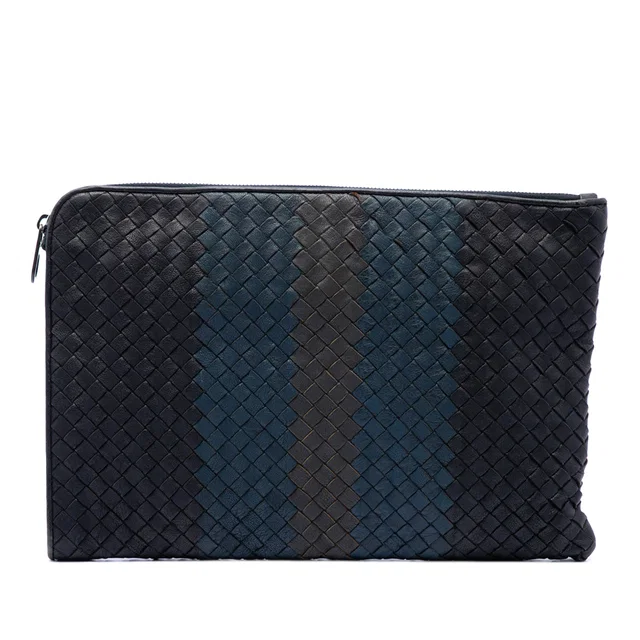 Black Bottega Veneta Tricolor Nappa Intrecciato Clutch in Black Nappa leather from Designer Revival