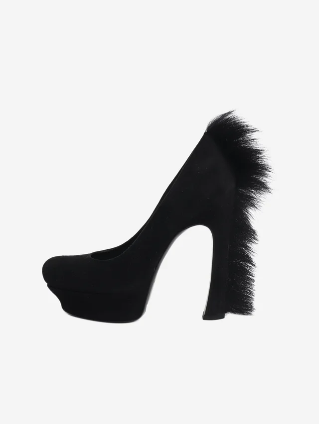 Saint Laurent Black suede platform heels - size EU 38 (UK 5) in Black Suede from Sign of the Times