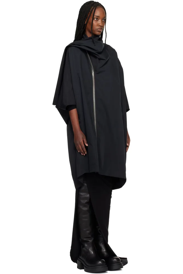 Rick Owens Black Temple Sail Biker Coat, photo 2 of 3 from SSENSE